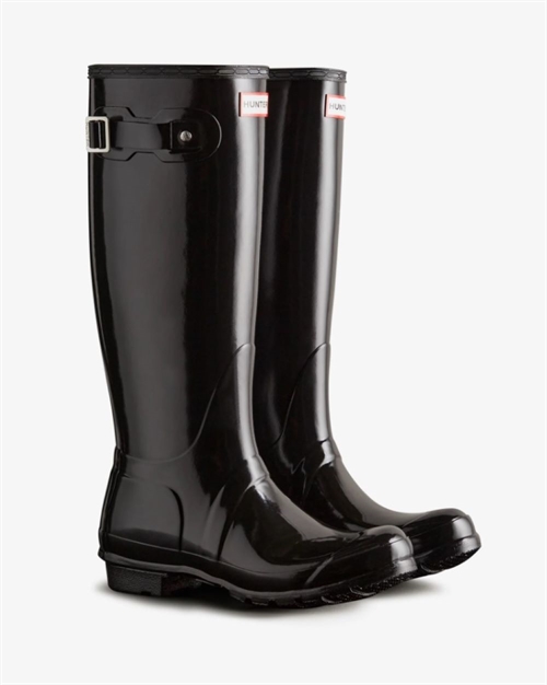 HUNTER WOMENS ORIGINAL TALL GLOSS BOOT BLACK